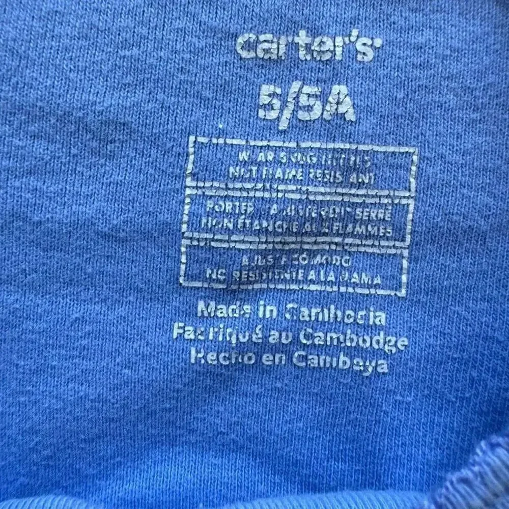 Carter’s Short Sleeves Cotton Snug Fit Girl Pajama Tops Bundle SZ 5T #2087